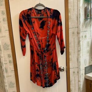 Tie-Dye Red and Black Cardigan